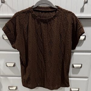 SHEIN Dark Brown Short Sleeve Knit Top